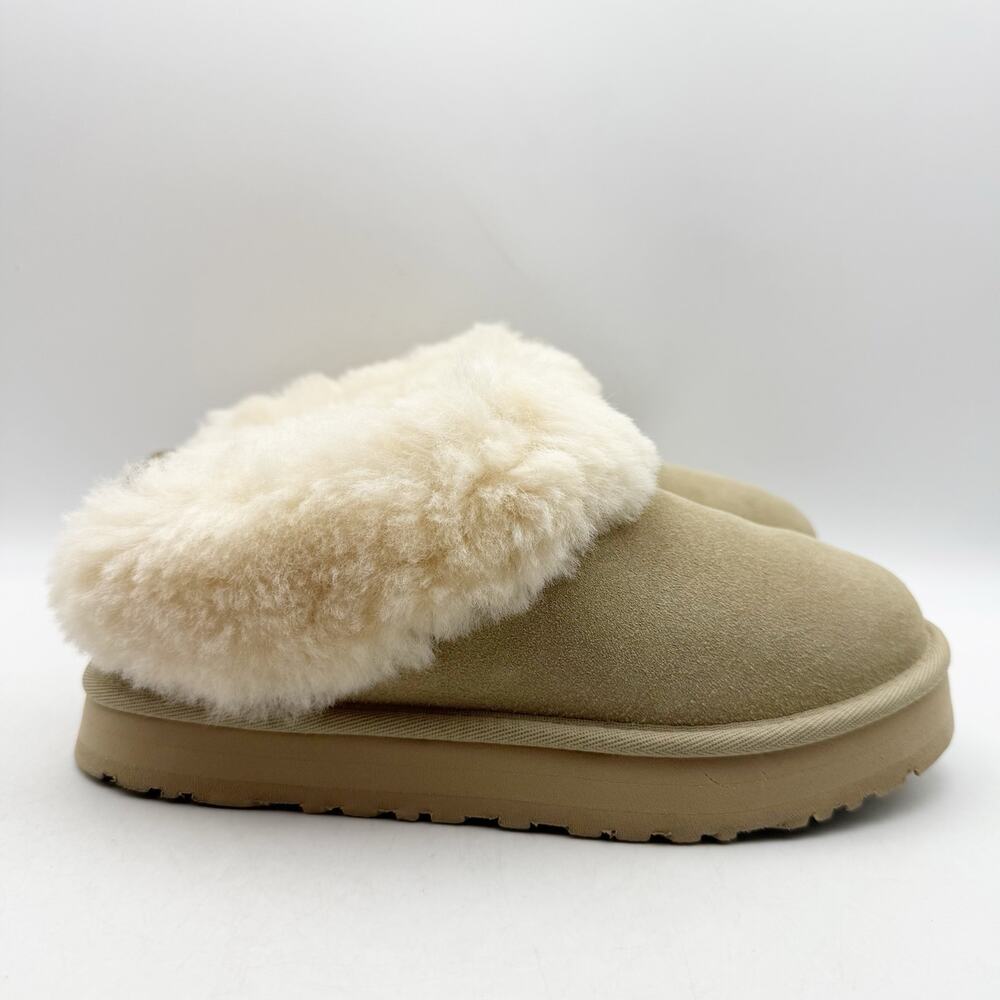UGG Girls Tazzelle Slipper Clogs Size 4 EU 36 Mustard Seed Beige Suede EUC